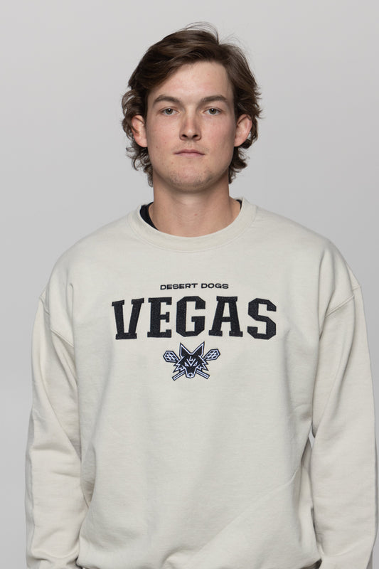 Tan Crewneck - Vegas Black Embroidery